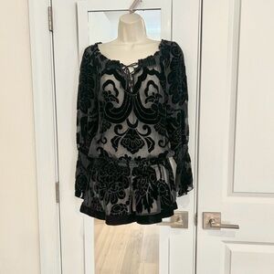 Hale Bob Tops | Burnout silk velvet blouse size XS